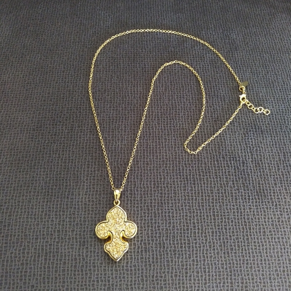 Marcia Moran Fleur De Lis⚜️ Druzy Pendant Necklace - Picture 2 of 9